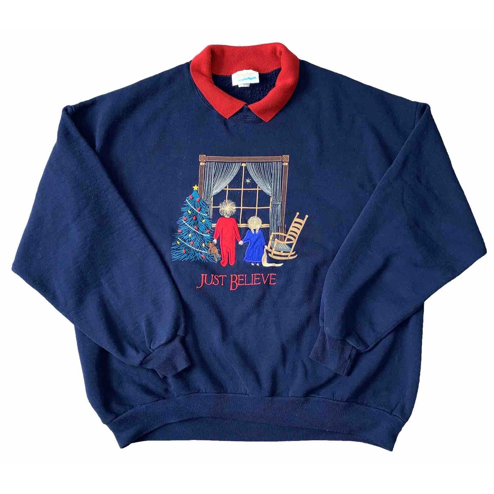 Vtg Brindar Designs Just Believe Long Sleeve Sweatshirt Pullover Size Xl